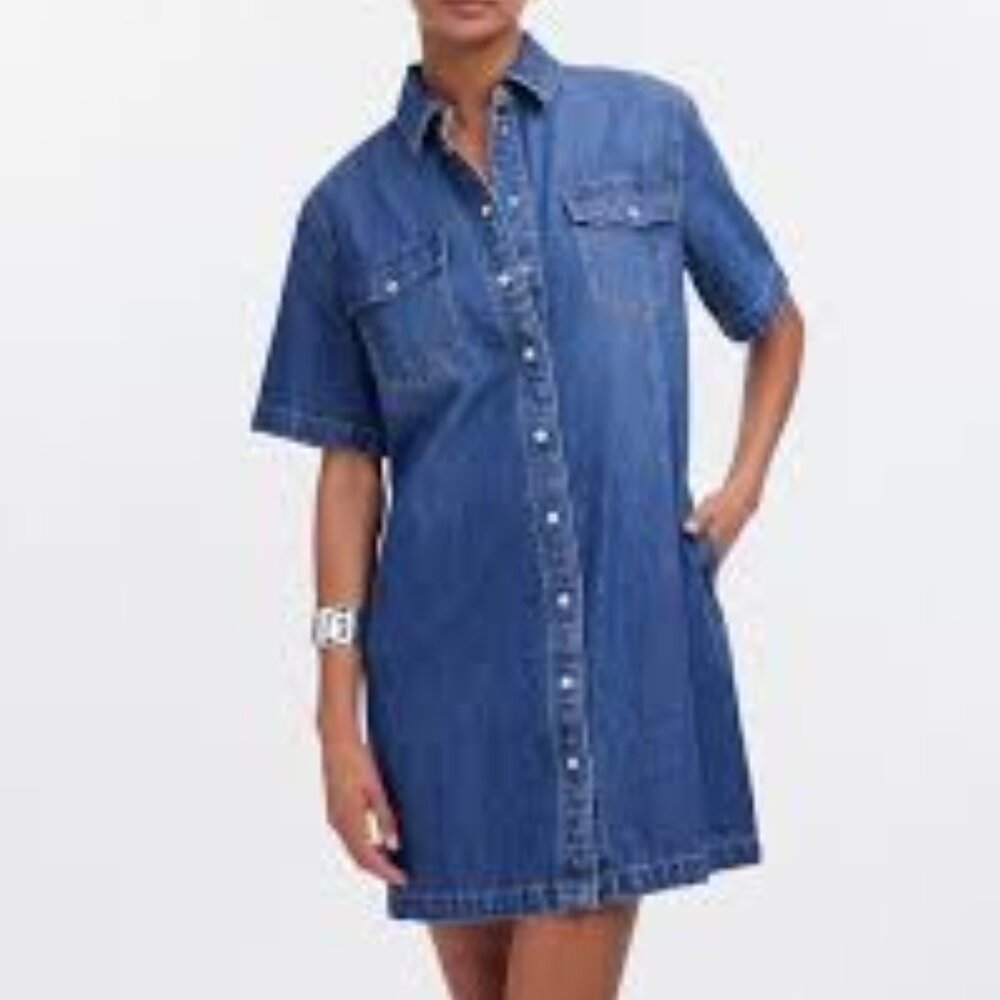 Madewell Oversized Mini Shirtdress in Santee Wash 35"Length/Size L
